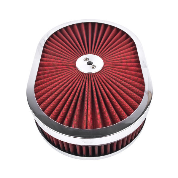 空气滤清器 12" Oval Super Flow Thru Air Cleaner Washable for SBC Chevy Ford 5-1/8 Carb Neck 4 Barrel-2