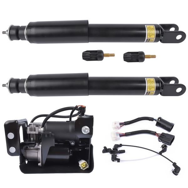 减震器+打气泵 Pair Rear Shock Absorbers + Air Compressor Pump Set For Cadillac Escalade Chevrolet Suburban Tahoe GMC Yukon 5.3L 6.2L V8 2015-2019 23151122 15254590-2