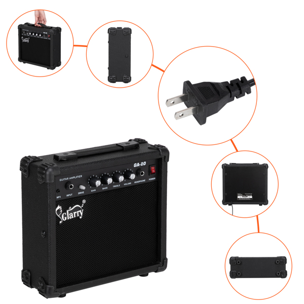 Glarry 20W 电吉他音箱 黑色-7