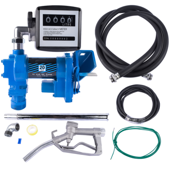 抽油泵套装 12V 20GPM Portable Fuel Transfer Pump Gasoline + Oil Meter for Gas Diesel Blue