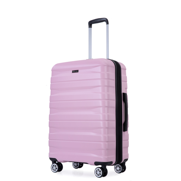 3 件套行李箱套装 PC 轻便耐用可扩展手提箱，带两个挂钩、双万向轮、TSA 锁，(21/25/29) 粉色-11