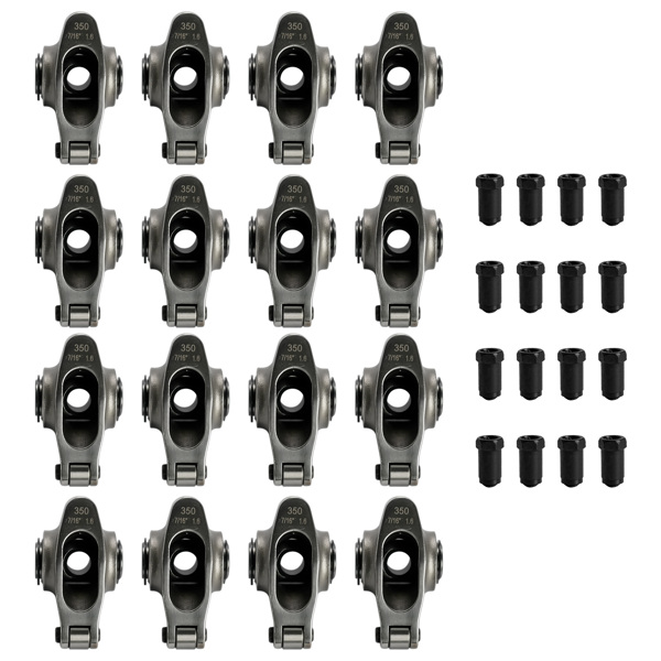 摇臂 1.6 Ratio 7/16" Full Roller Rocker Arms Kit for Chevy SBC 350 No Self-Aligning Stainless Steel Standard-1