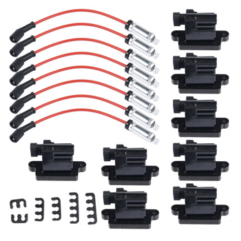  点火线圈和高压线 8 Pack Square Ignition and 8 Spark Plug Wire for Cadillac Escalade Chevrolet GMC Hummer H2 Mercruiser Workhorse 1999-2007 12556893 9059