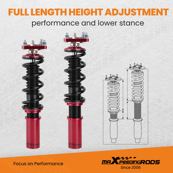 减震器 24 Ways Damper & Height Adjust Coilover For Ford Mustang SN95 Convertible 94-04 C2408230004-5