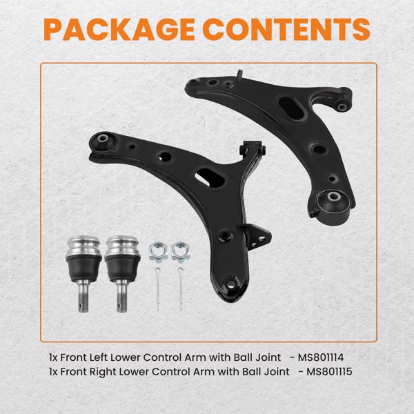 控制臂 2x Front Lower Control Arms Kit w/Ball Joint For 2010-2014 Subaru Legacy Outback-5