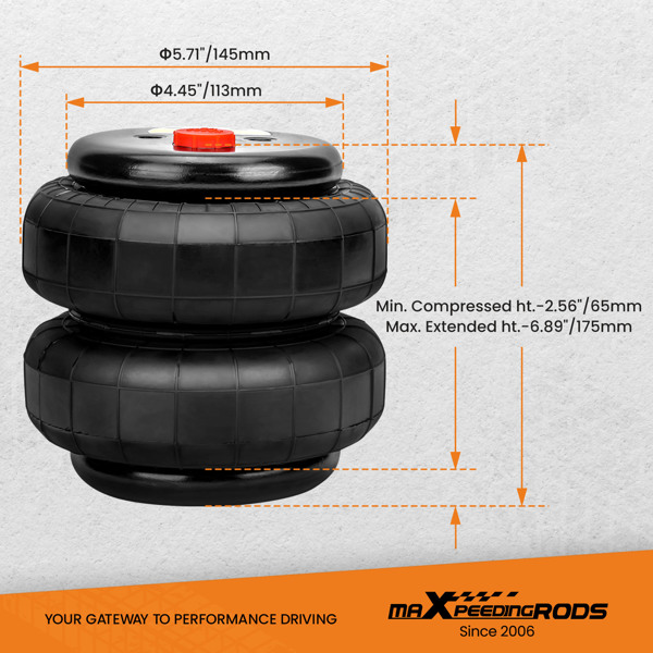 空气悬架弹簧袋 Air Ride Suspension Bag Standard 2500 lb 1/2"npt Single Port Heavy Duty-2