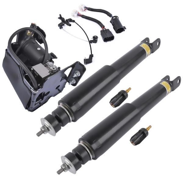 减震器+打气泵 Pair Rear Shock Absorbers + Air Compressor Pump Set For Cadillac Escalade Chevrolet Suburban Tahoe GMC Yukon 5.3L 6.2L V8 2015-2019 23151122 15254590-8