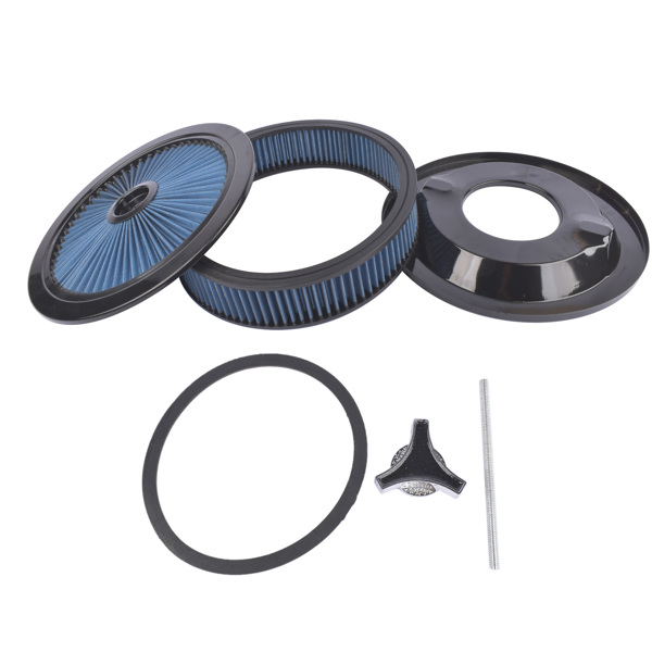 空气滤清器 14" x 3" Blue Super Flow Air Cleaner Washable Element Recessed Base Black Top for Chevy Ford-4