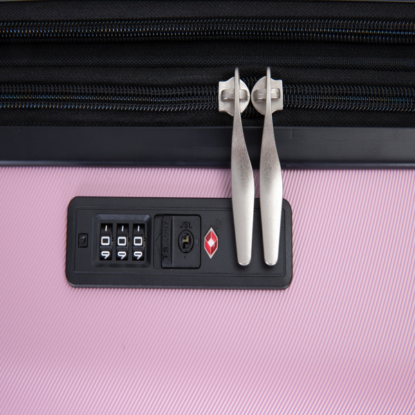 3 件套行李箱套装 PC 轻便耐用可扩展手提箱，带两个挂钩、双万向轮、TSA 锁，(21/25/29) 粉色-17