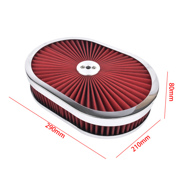 空气滤清器 12" Oval Super Flow Thru Air Cleaner Washable for SBC Chevy Ford 5-1/8 Carb Neck 4 Barrel-4