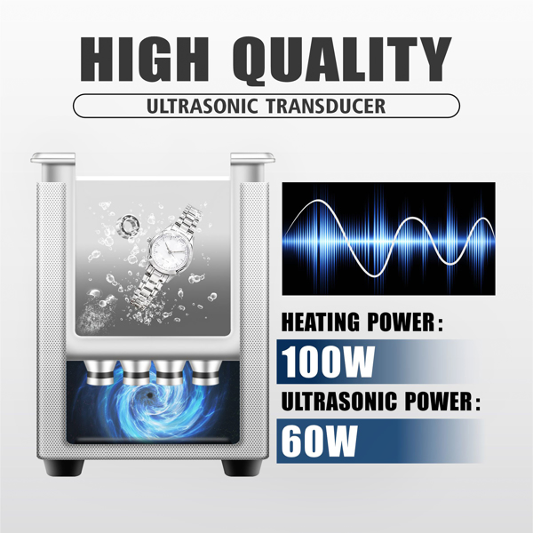 6.5L珠宝超声波清洗机、超声波零件清洗机、100W带数字显示、定时器和加热的超声波戒指清洗机-4