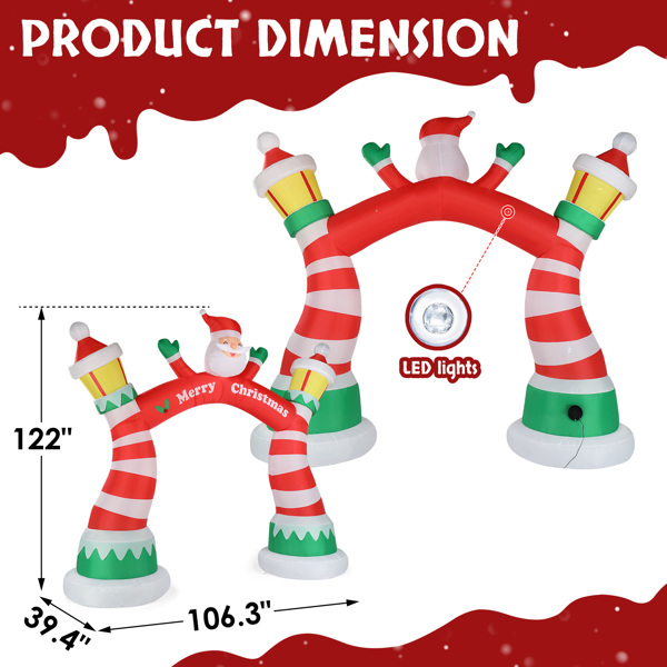 8.9ft 圣诞拱门 7颗LED灯 束口袋 圣诞充气拱门-11