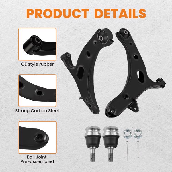 控制臂 2x Front Lower Control Arms Kit w/Ball Joint For 2010-2014 Subaru Legacy Outback-4