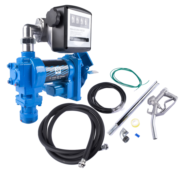 抽油泵套装 12V 20GPM Portable Fuel Transfer Pump Gasoline + Oil Meter for Gas Diesel Blue-5