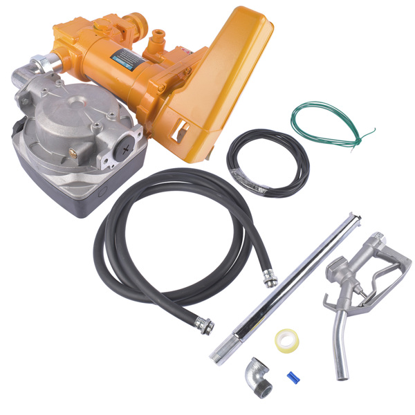 抽油泵套装 12V 20GPM Portable Fuel Transfer Pump Gasoline w/Oil Meter for Gas Diesel Yellow-3