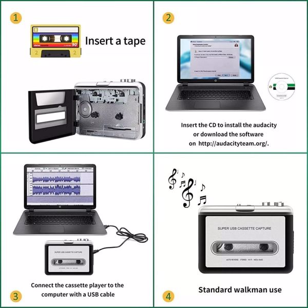 便携式磁带播放器转换器记录器将Walkman磁带转换为数字MP3-7