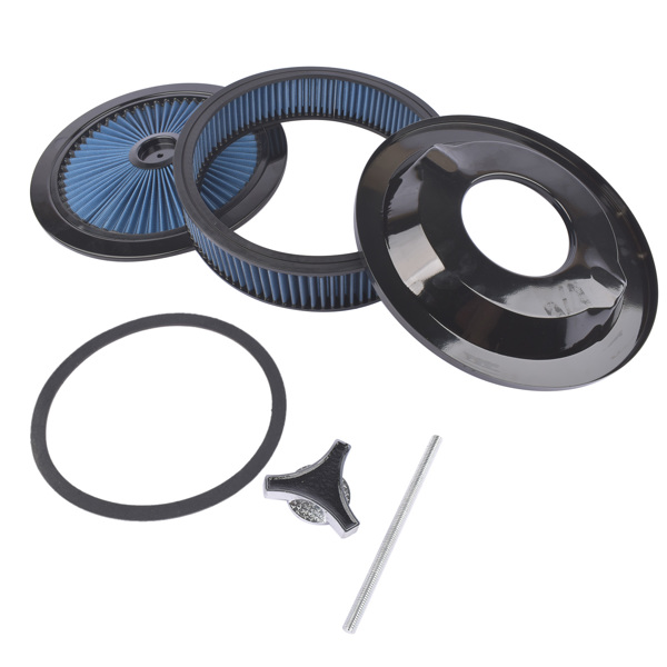 空气滤清器 14" x 3" Blue Super Flow Air Cleaner Washable Element Recessed Base Black Top for Chevy Ford-6