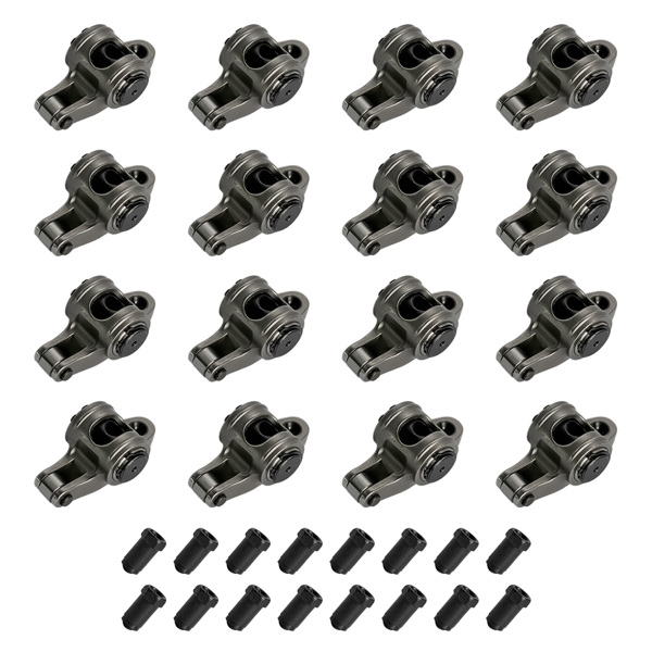 摇臂 1.6 Ratio 7/16" Full Roller Rocker Arms Kit for Chevy SBC 350 No Self-Aligning Stainless Steel Standard-5
