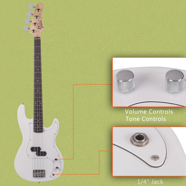Glarry GP 四弦双开放拾音器 P贝司 白色-白护板 S101-28