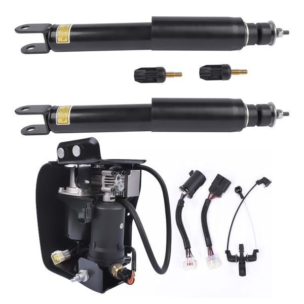 减震器+打气泵 Pair Rear Shock Absorbers + Air Compressor Pump Set For Cadillac Escalade Chevrolet Suburban Tahoe GMC Yukon 5.3L 6.2L V8 2015-2019 23151122 15254590-1