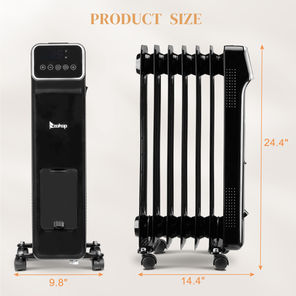 ZOKOP 美规 NSC-150-7A2R 120V 1500W 取暖器 黑色 铁 油汀取暖器/带WIFI/可调温/定时/带显示/145mm加热片/带遥控器-3