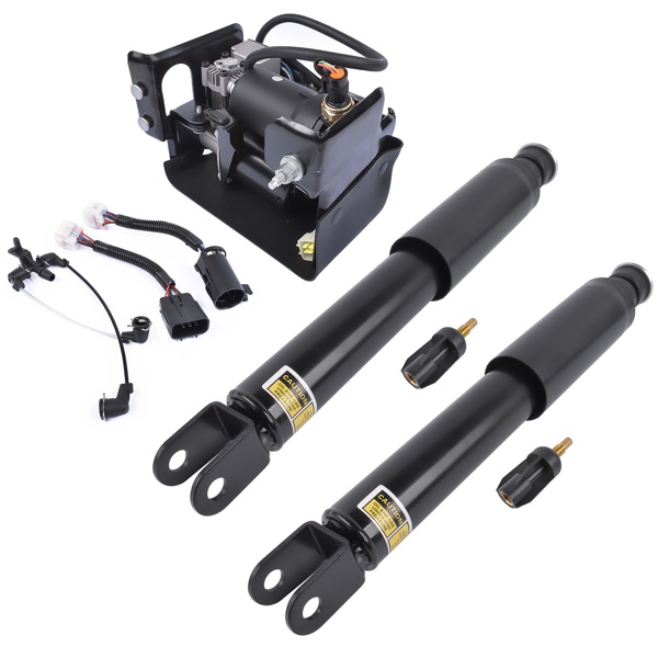 减震器+打气泵 Pair Rear Shock Absorbers + Air Compressor Pump Set For Cadillac Escalade Chevrolet Suburban Tahoe GMC Yukon 5.3L 6.2L V8 2015-2019 23151122 15254590-7