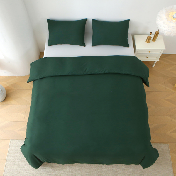 纯色三件套 不含填充物 枕套*2 (51cm*66cm)+被套*1 (229cm*229cm) Queen Size 胖被3件套 绿色