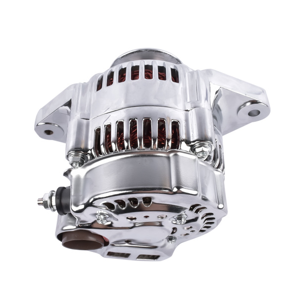 发电机 Chrome Mini Alternator Fits For GM Denso Style 12 Volt V-Belt 1 Wire Street Race-9