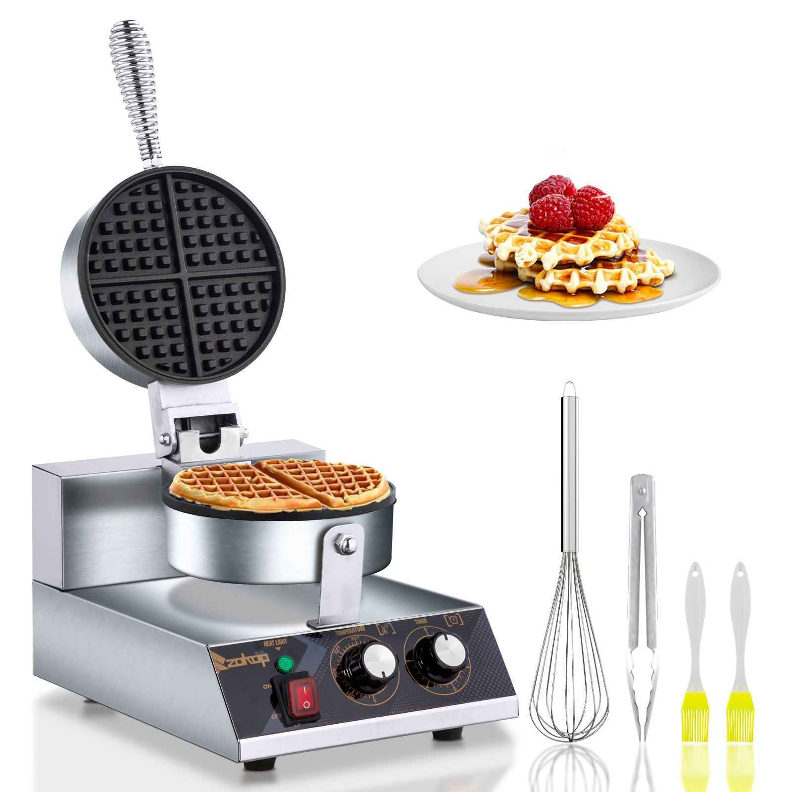 Round Nonstick Belgian Waffle Maker 1200W 110V Kitchen Appliance