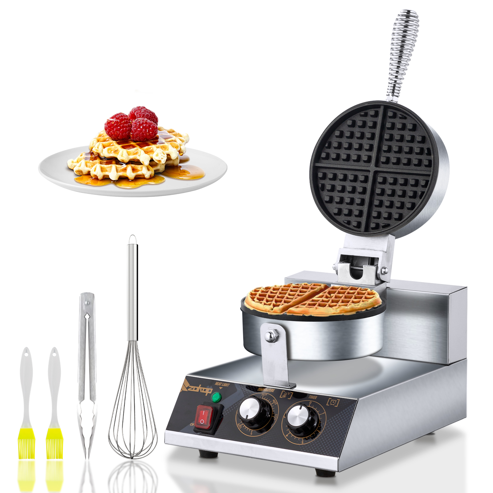 Round Nonstick Belgian Waffle Maker 1200W 110V Kitchen Appliance