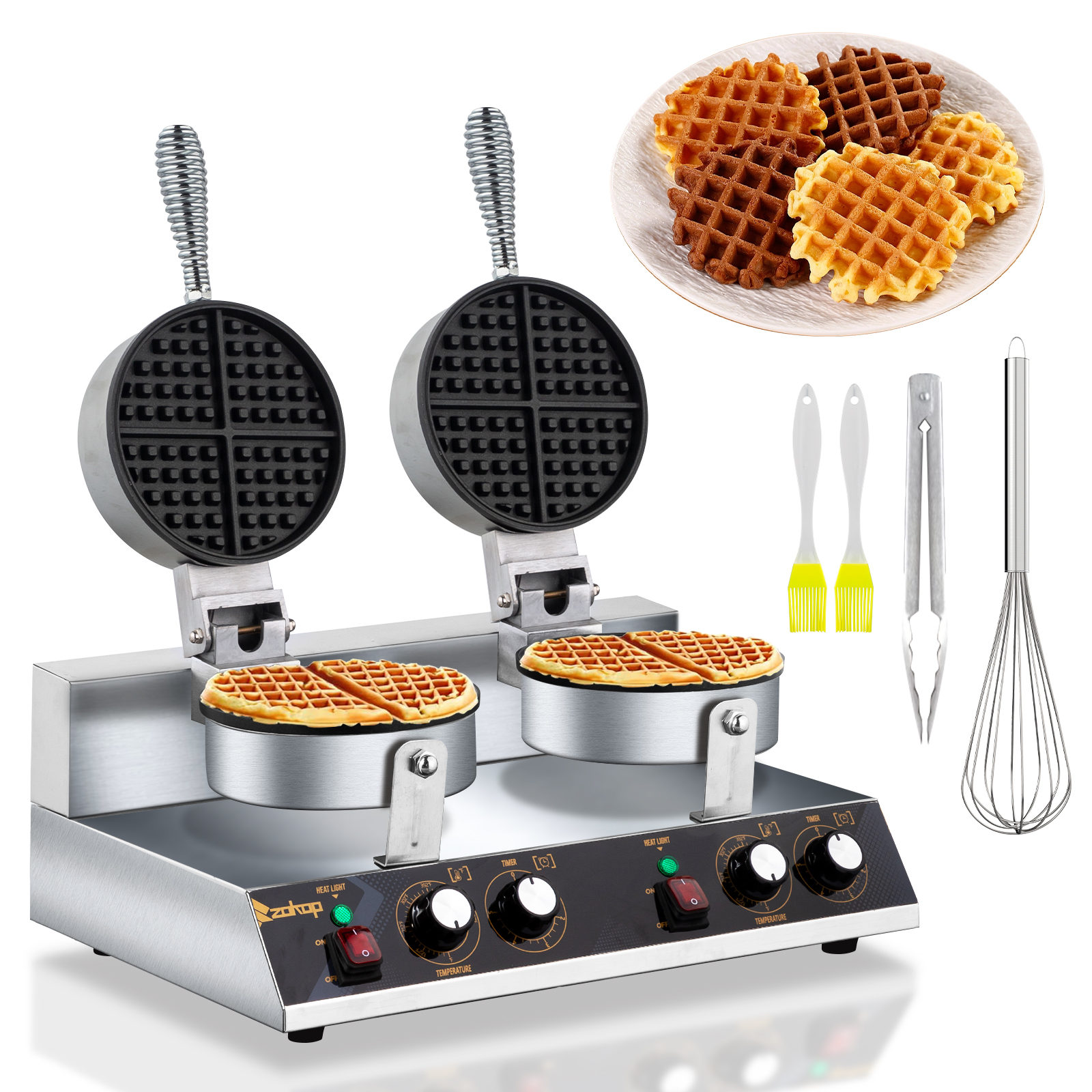 Double Head 2400W Belgian Waffle Maker Non-Stick Electric Kitchen Appliance