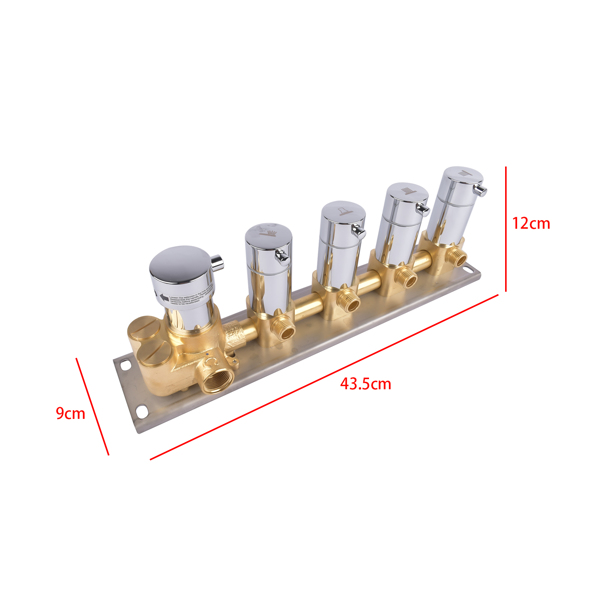 A3- 4功能黄铜淋浴分流器恒温阀-银色 4-Function Silver Brass Shower Diverter Thermostatic Valve Shower Diverter Valve Constant Temperature Design Brass-9