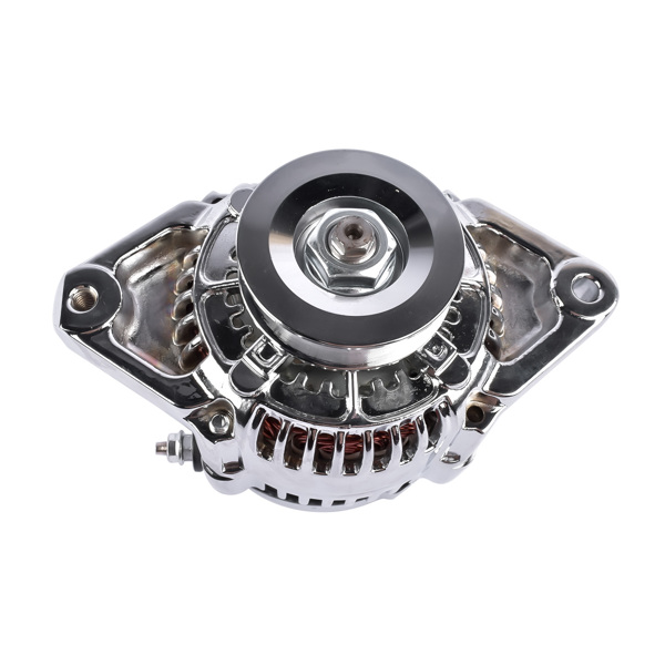 发电机 Chrome Mini Alternator Fits For GM Denso Style 12 Volt V-Belt 1 Wire Street Race-3