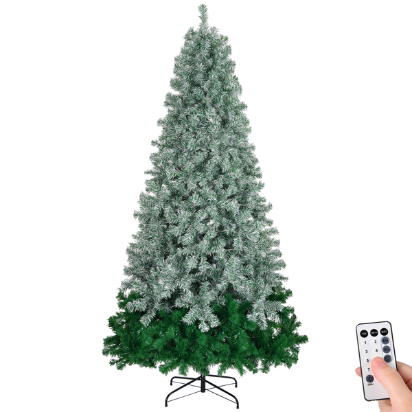 7.5ft 渐变绿 300灯 冷白色8模式 1200枝头 自动树结构 PVC材质 圣诞树 美规-3