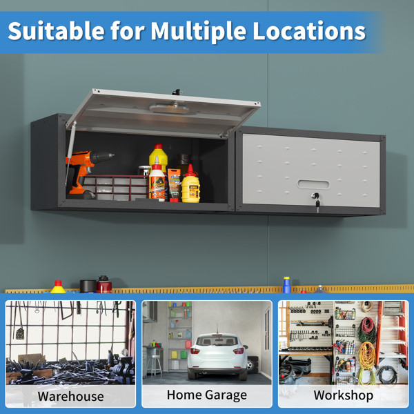 重型金属壁挂式工具储物柜钢制金属车库储物柜适用于车库车间需要组装-13