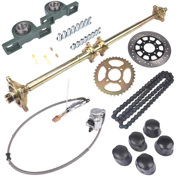 沙滩车后桥套件 Rear Live Axle Kit 44" w/ Brake Assembly Chain Sprocket for Go Kart Quad ATV-3