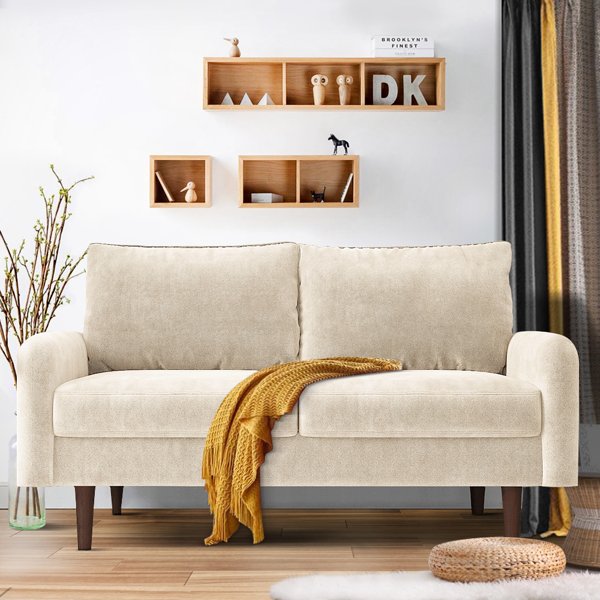 56.3 英寸天鹅绒圆臂公寓双人沙发