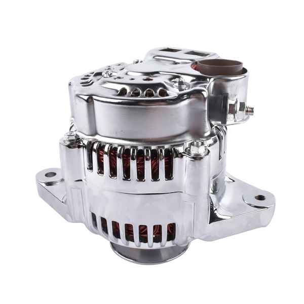 发电机 Chrome Mini Alternator Fits For GM Denso Style 12 Volt V-Belt 1 Wire Street Race-8