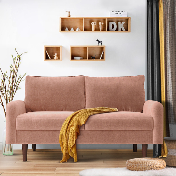 56.3 英寸天鹅绒圆臂公寓双人沙发