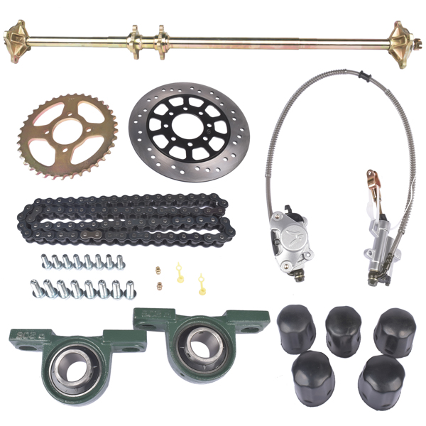 沙滩车后桥套件 Rear Live Axle Kit 44" w/ Brake Assembly Chain Sprocket for Go Kart Quad ATV-1