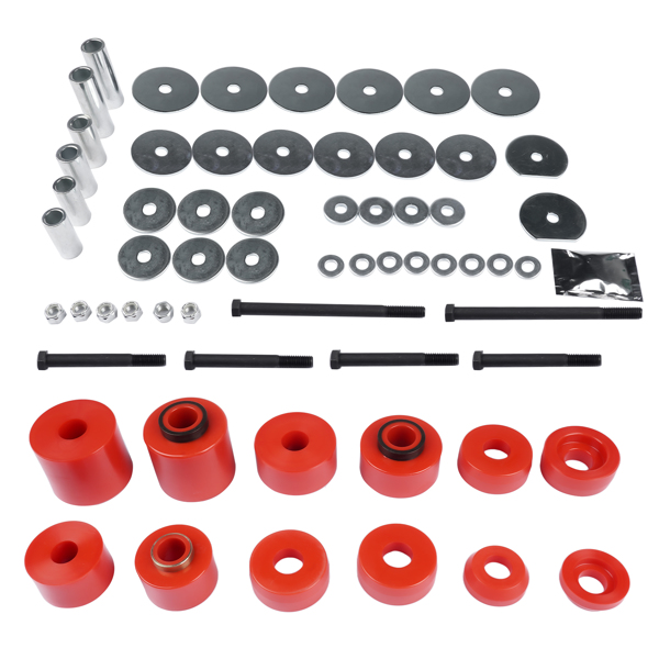 车身驾驶室安装衬套套件 4.4123R Body Cab Mount Bushing Set For Ford F-150/F250/F350 1980-98 2WD 4WD Red-6