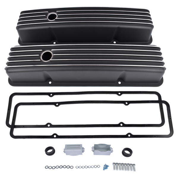 气门室盖 Valve Covers Fabricated Aluminum Polished for Chevy Small Block 283 302 305 327 350 400 1958-1986 Black-1