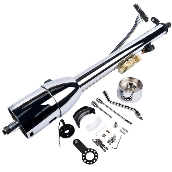 A3- 汽车转向柱 Chrome 28" Stainless Steel Tilt Steering Column with Adapter &Key Automatic-2