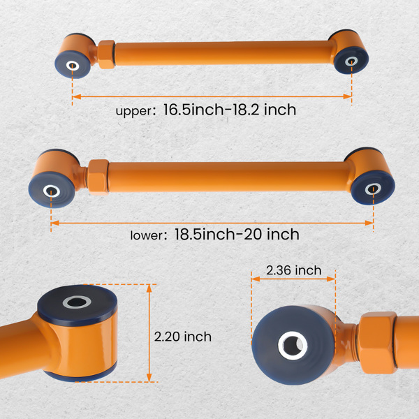 4件套可调式高清前控制臂 适用于1994-2009年款道奇Ram 3500 提升高度0-6英寸-2