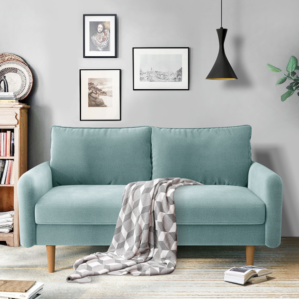 56.3 英寸天鹅绒圆臂公寓双人沙发