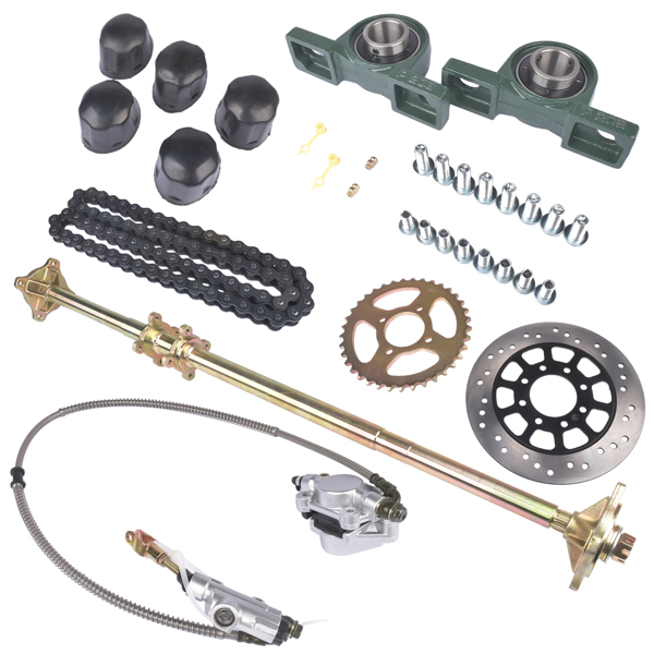 沙滩车后桥套件 Rear Live Axle Kit 44" w/ Brake Assembly Chain Sprocket for Go Kart Quad ATV-7