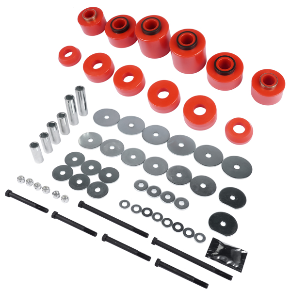 车身驾驶室安装衬套套件 4.4123R Body Cab Mount Bushing Set For Ford F-150/F250/F350 1980-98 2WD 4WD Red-2