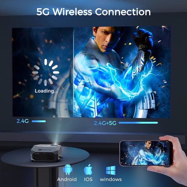 投影仪，带 5G WiFi 和蓝牙，原生 1080P 便携式户外视频投影仪，支持 4K，家庭影院电影投影仪，适用于手机/PC/电视棒/PS5（FBA仓发货，禁售亚马逊）-2