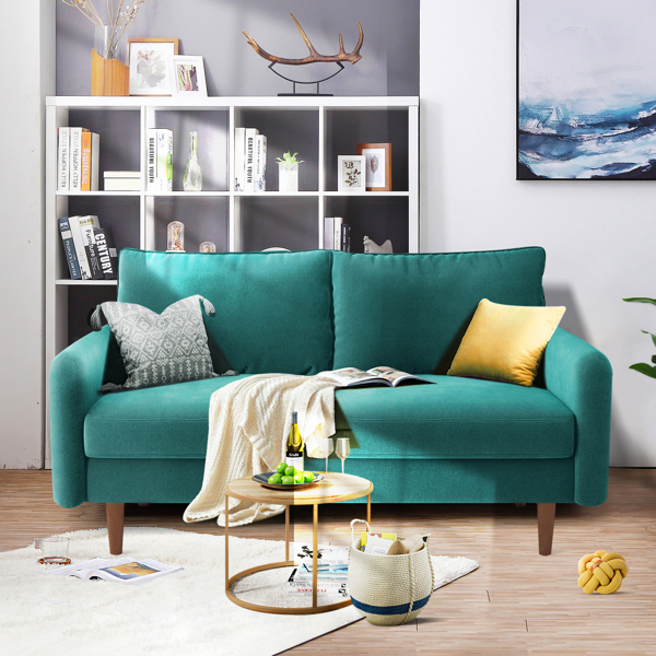 56.3 英寸天鹅绒圆臂公寓双人沙发