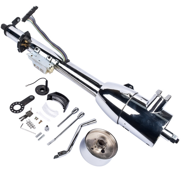 A3- 汽车转向柱 Chrome 28" Stainless Steel Tilt Steering Column with Adapter &Key Automatic-6